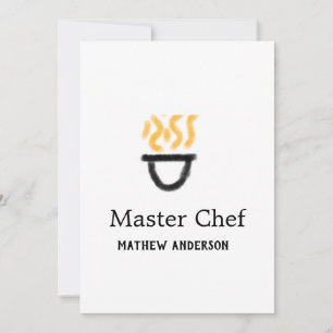 Invitación Maestro chef agregar nombre sartén negra humo de f