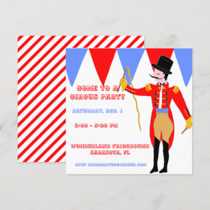 Invitación Maestro de pista de circo Tira roja de la carpa de