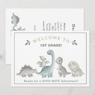 Invitación Maestro Personalizado de Dinosaurio Lindo Bienveni