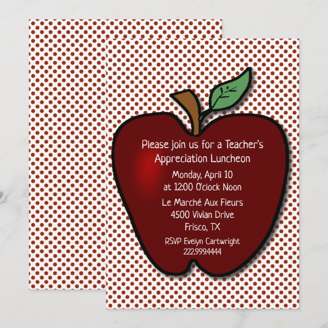 Invitación Maestros de Apple en el almuerzo con los puntos de (Anverso / Reverso)
