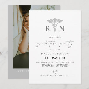 Invitación MAEVE Graduación de Enfermero Médico Gris Gris Gri