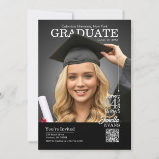 Invitación Magazine Cover Graduation Black