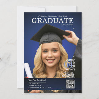 Invitación Magazine Cover Graduation Blue