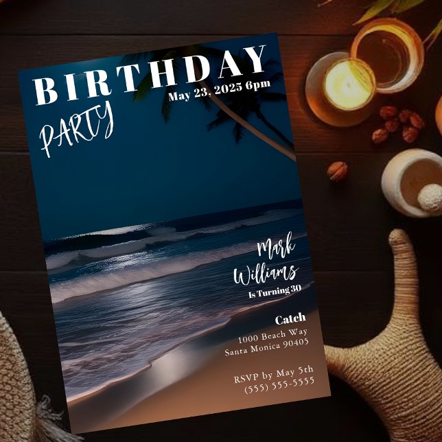 Invitación Magazine Cover Moonlight Beach Birthday (Magazine Cover Moonlight Beach Birthday Invitation)