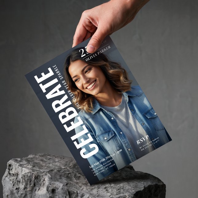 Invitación Magazine Cover Photo Milestone 25th Birthday Party (Subido por el creador)