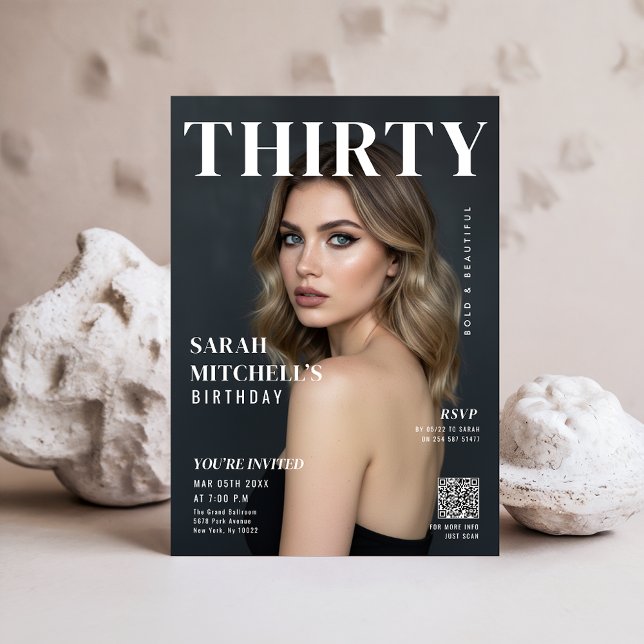 Invitación Magazine Cover Photo RSVP 30th Birthday Party (Subido por el creador)