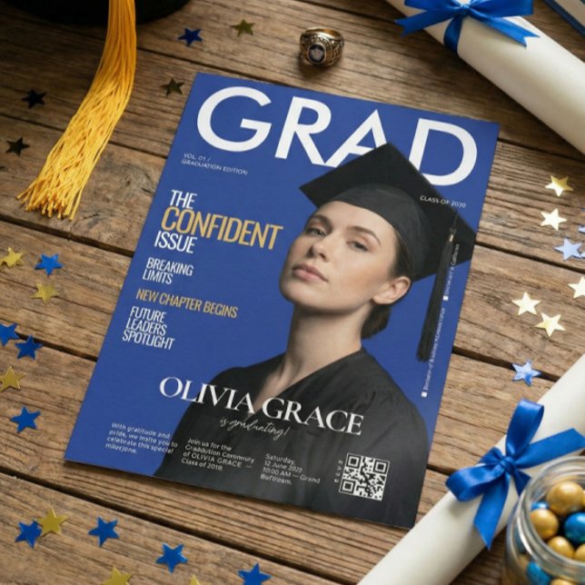 Invitación Magazine Cover Style Modern Photo Graduation (Subido por el creador)