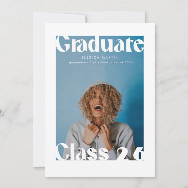 Invitación Magazine Inspired Cover Bold Grad Announcement (Anverso)