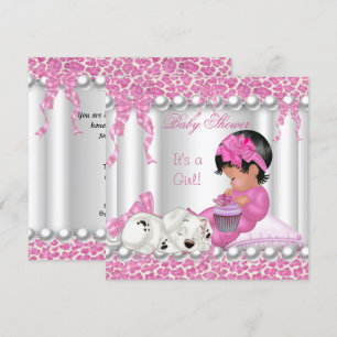 Invitación Magdalena de Cumpleaños de Bebé Niña Leopardo Rosa