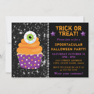 Invitación Magdalena de Halloween de Ojos Lindos para Fiesta