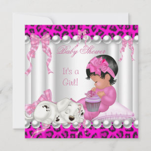Invitación Magdalena linda ducha de bebé Leopardo rosa
