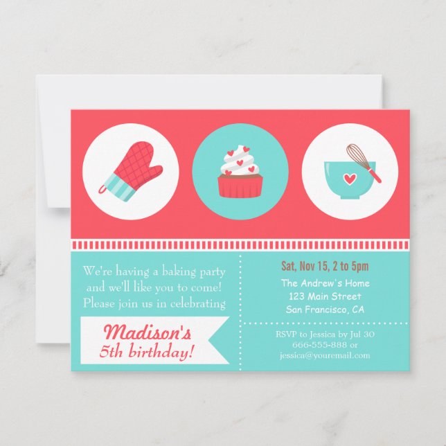 Invitación Magdalena moderna que cocina a la fiesta de (Anverso)