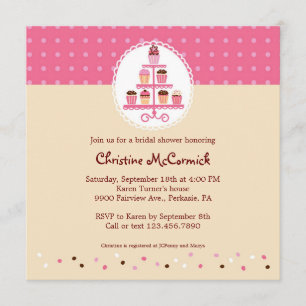Invitación Magdalenas en un soporte (rosa/crema)