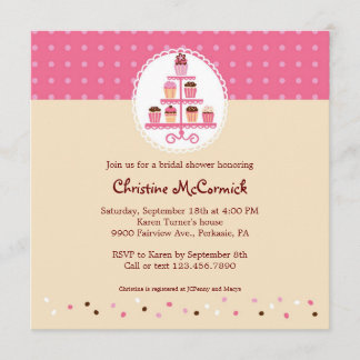 Invitación Magdalenas en un soporte (rosa/crema)
