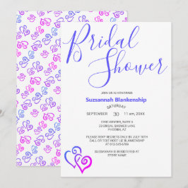 Invitación Magenta Blue Linked Hearts Bridal Shower Template