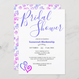Invitación Magenta Blue Linked Hearts Bridal Shower Template