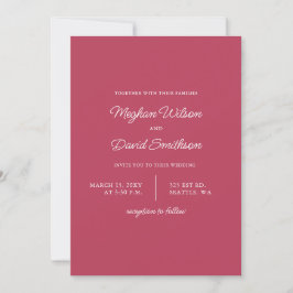 Invitación Magenta Boda moderno simple y elegante