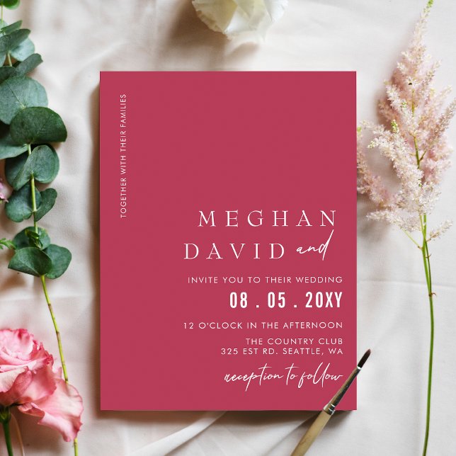 Invitación Magenta Boda moderno simple y elegante (Subido por el creador)