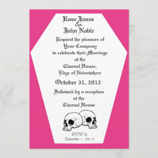 Invitación (magenta) de la boda del ataúd