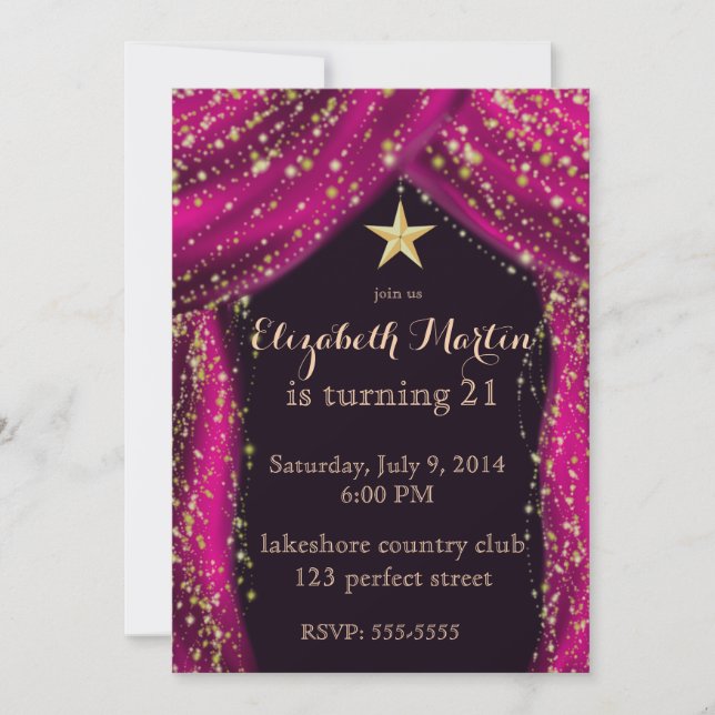 Invitación Magenta de las noches árabes (Anverso)