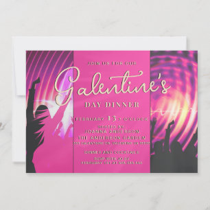 Invitación Magenta Disco Retro Galentine Dinner Brunch Fiesta