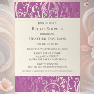 Invitación Magenta Elegant Flourish Bridal Shower Invite