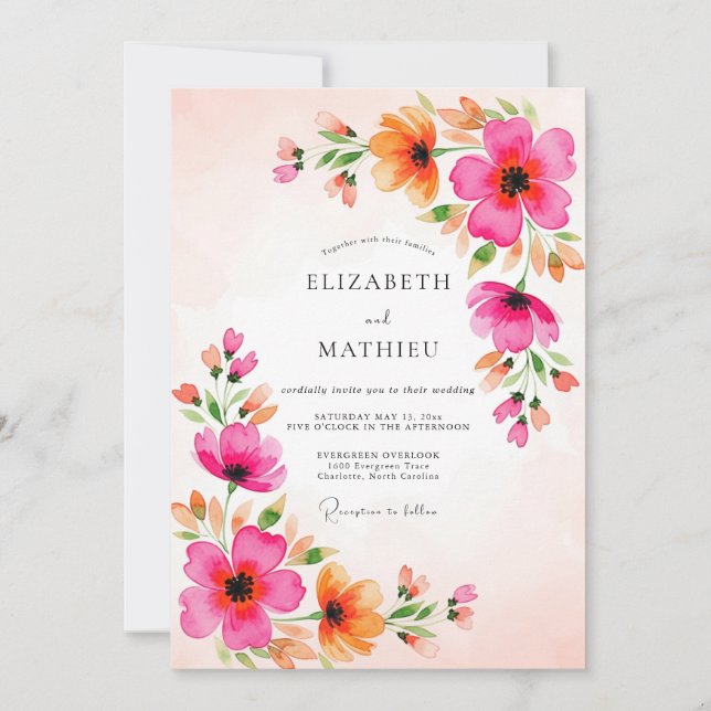 Invitación Magenta Festive Summer Wedding (Anverso)