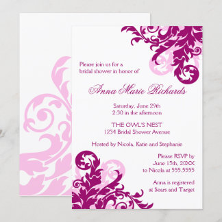Invitación Magenta Flouridal Bridal Shower