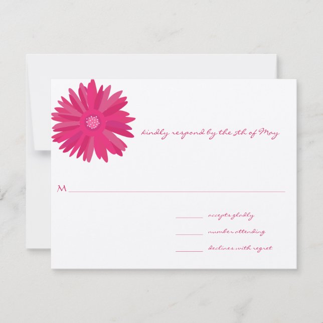 Invitación Magenta Gerber Wedding RSVP (Anverso)