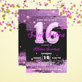 Invitación Magenta Glam Moderno Dulce Dieciséis Cumpleaños