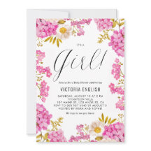 Magenta Hydrangeas Rosa es un Baby Shower Chica