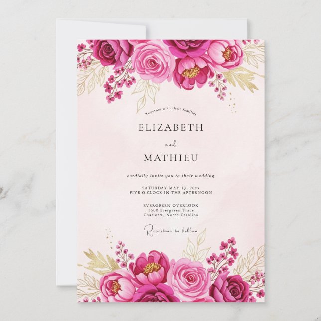 Invitación Magenta Lavish Spring Wedding (Anverso)