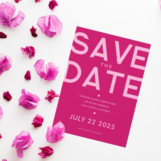 Invitación Magenta moderno y negrita Guardar la fecha (Subido por el creador)