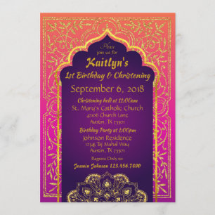 Invitación Magenta Naranja Bollywood Arabian Noches
