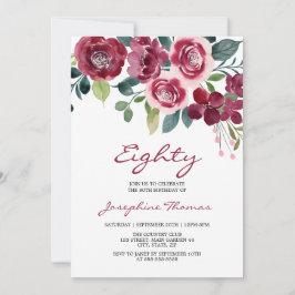Invitación Magenta Pink Rose Floral Botanical Birthday