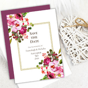 Invitación Magenta Pink Wedding Save The Date