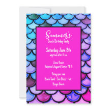Magenta Purple Blue Mermaid Scales Beach Cumpleaño