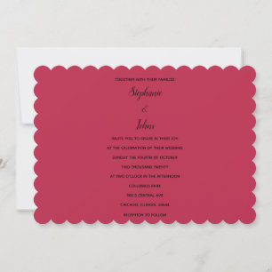 Invitación Magenta Red Black Minimal Colorful Trendy Boda