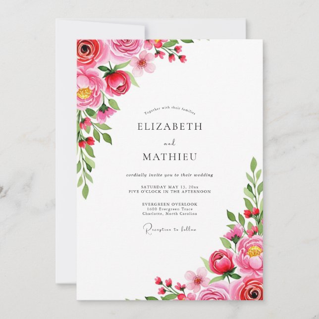 Invitación Magenta Romantic Spring Wedding (Anverso)