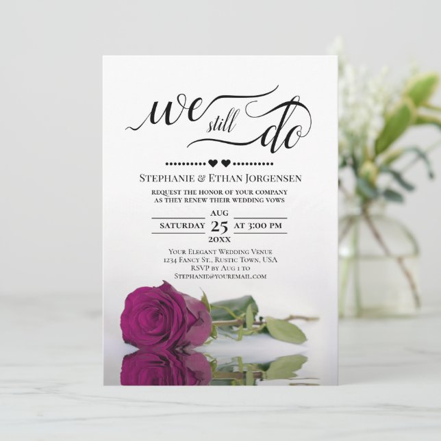 Invitación Magenta Rosa, todavía hacemos el voto Boda de reno (Anverso de pie)