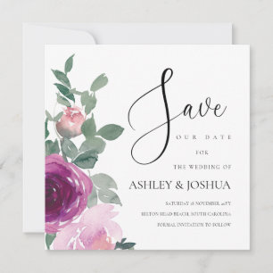 Invitación Magenta Rubor Rosa Floral Sobre Blanco Salva La Fe