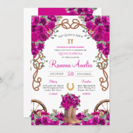 Invitación Magenta Rustic Charro Occidental Cowboy Boots Quin
