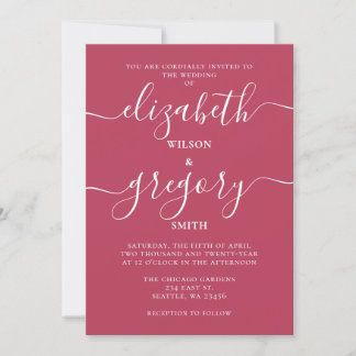 Invitación Magenta Sencilla Rústica Elegante Boda Moderno