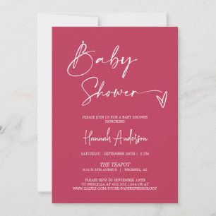 Invitación Magenta simple moderna Baby Shower QR Code Photo