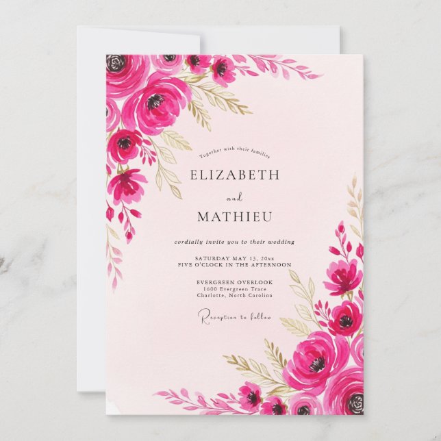 Invitación Magenta Vibrant Spring Wedding (Anverso)