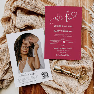 Invitación Magenta Viva Moderna Nosotros Hacemos Código QR Bo