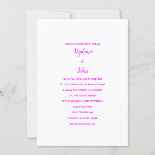 Invitación Magenta White Classic Minimal 2024 Elegante Boda