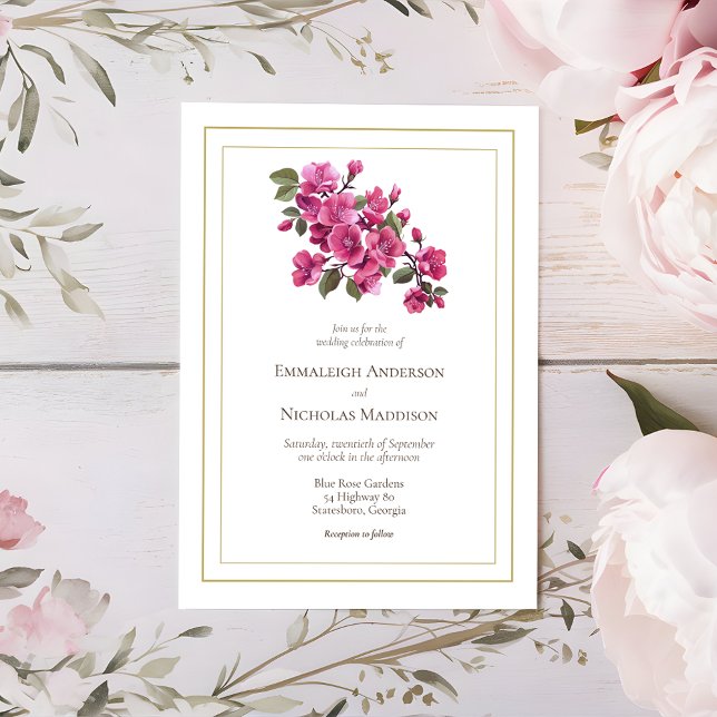 Invitación Magenta Wild Rosas Bodas Florals (Subido por el creador)
