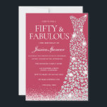 Invitación Magenta y blanco Cincuenta y fabuloso cumpleaños n<br><div class="desc">Invitación Magenta & White Cincuenta y Fabulosa Invitación a los 50 Años Disponible como descarga digital. Ver artículos coincidentes y variaciones de invitaciones a continuación en la colección o en nuestra tienda Nicho y Nest</div>