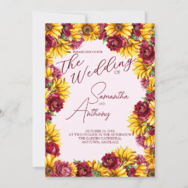 Invitación Magenta y Boda de imágenes amarillo dorado